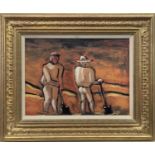 FARM LABOURERS, AN OIL BY JOSEF HERMAN