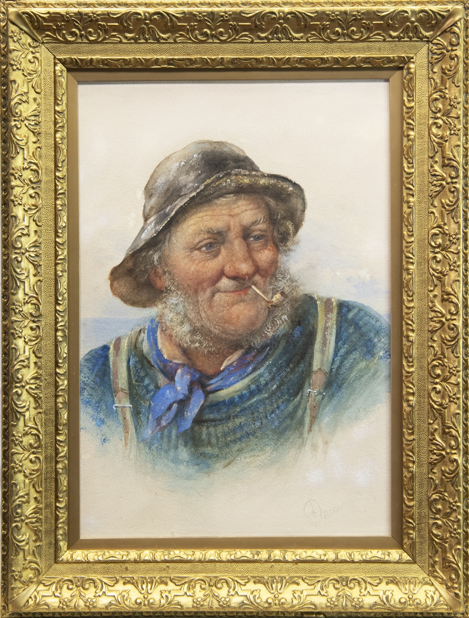 OLD SALTY, A WATERCOLOUR BY JAMES DRUMMOND