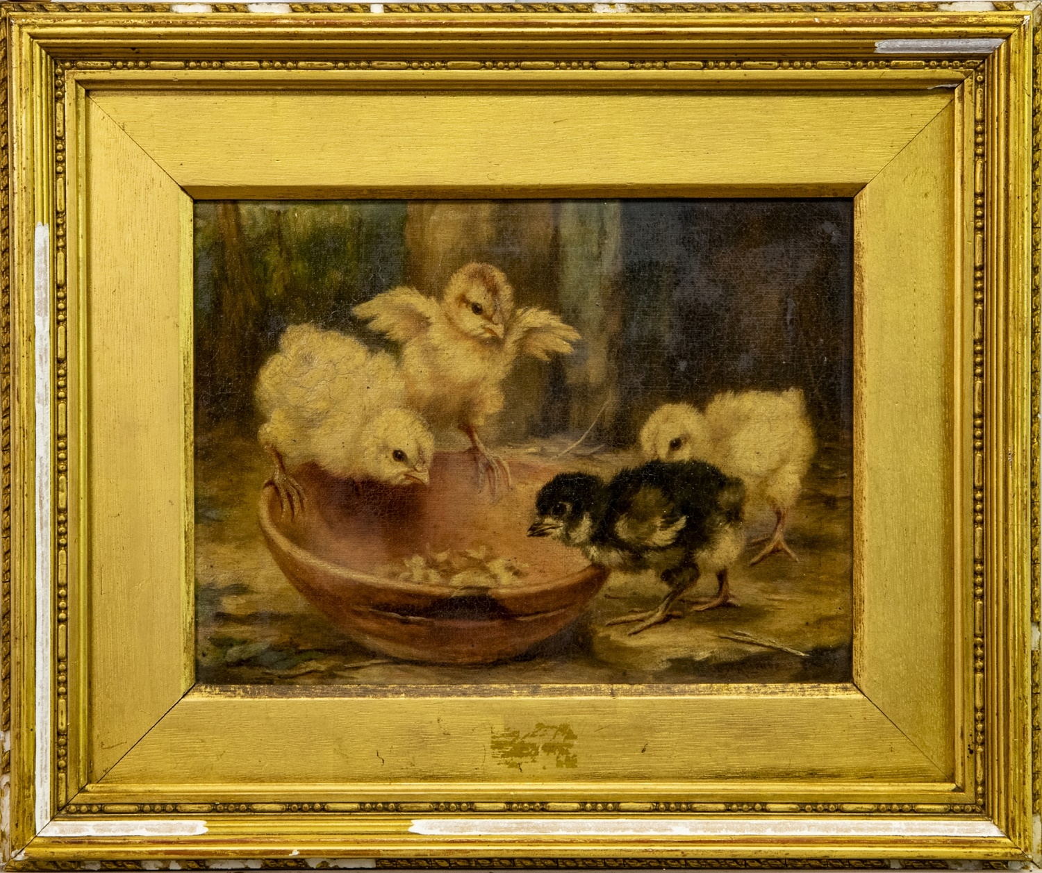 CHICKS, AN OIL BY LUCY ANN LEAVERS