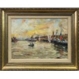 SUNSET, THE CLYDE, AN OIL BY JAMES KAY