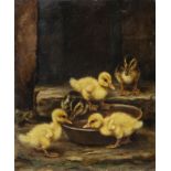 DUCKLINGS, AN OIL BY LUCY ANN LEAVERS