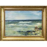 CHILDREN SHRIMPING, AN OIL BY WILLIAM MCTAGGART