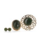 A COLLECTION OF GREEN HARDSTONE JEWELLERY