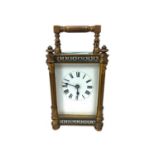 A LATE 19TH CENTURY BRASS CARRIAGE CLOCK