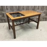 A RETRO TEAK COFFEE TABLE