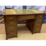 EDWARDIAN MAHOGANY PEDESTAL WRITING DESK