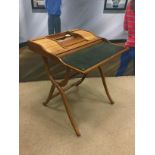 A REPRODUCTION YEW WOOD CAMPAIGN WRITING DESK