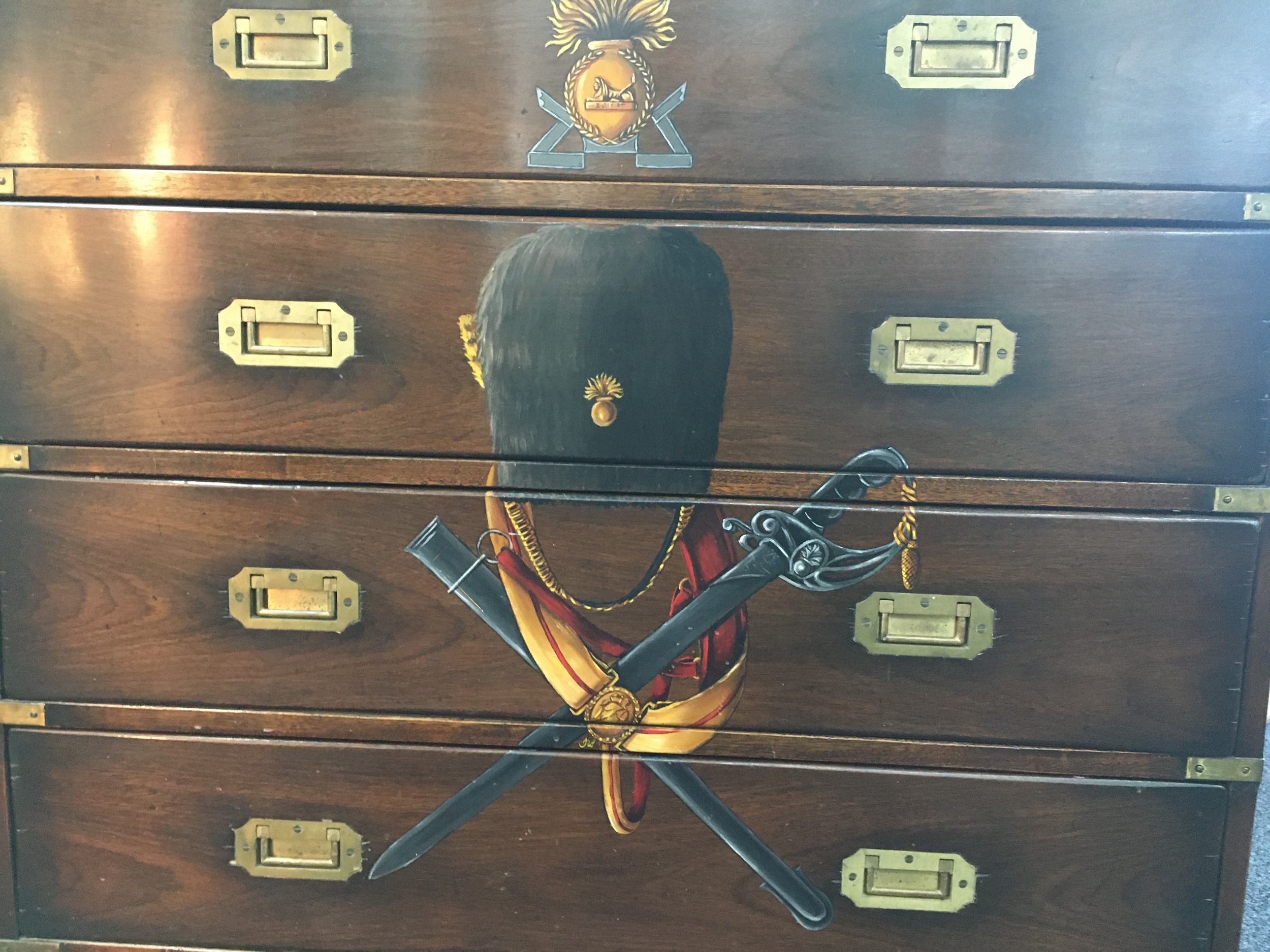 A REPRODUCTION MAHOGANY CAMPAIGN CHEST - Image 2 of 2