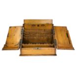 A VICTORIAN OAK STATIONERY BOX