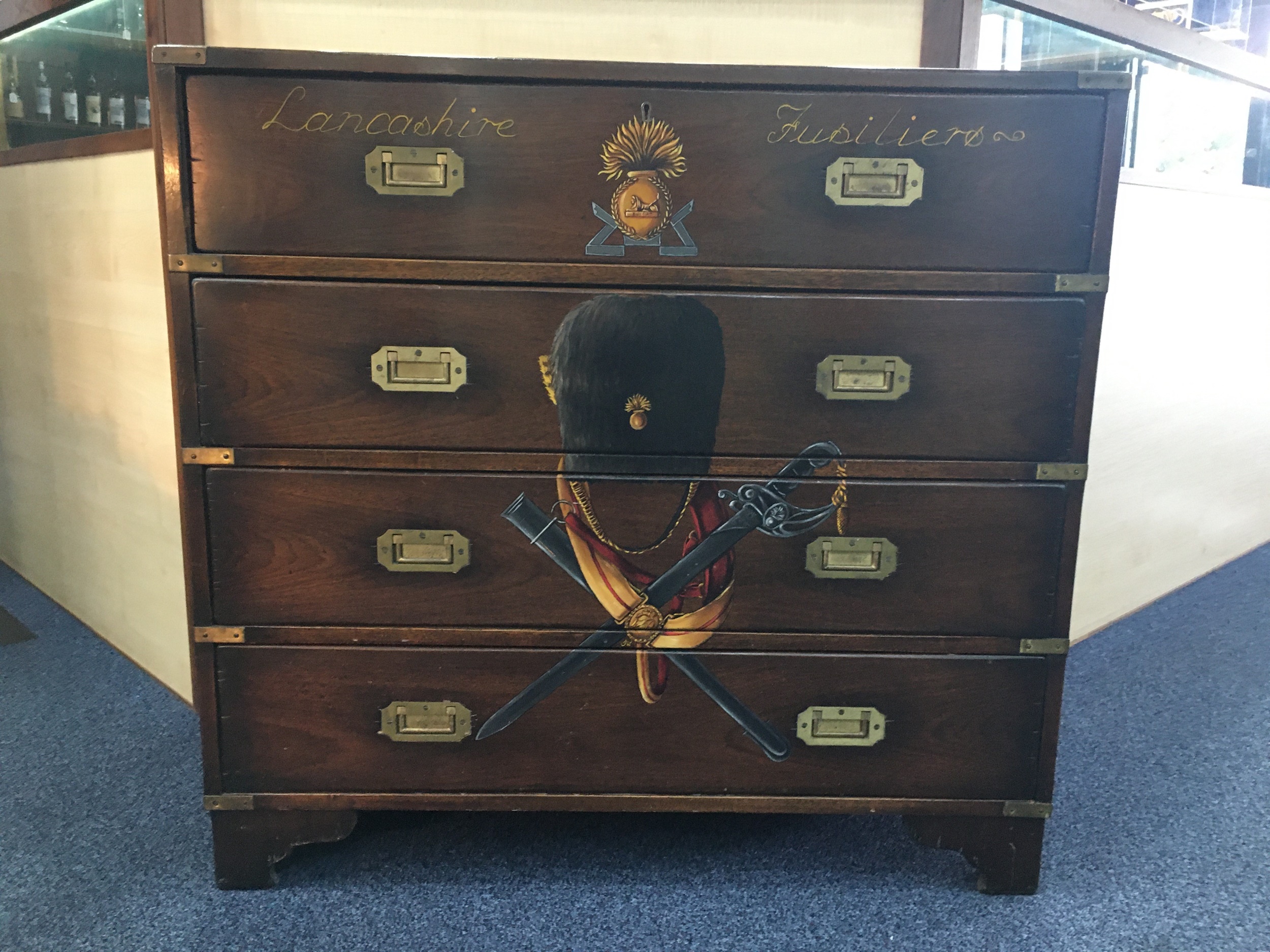 A REPRODUCTION MAHOGANY CAMPAIGN CHEST