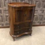 A 20TH CENTURY KIDNEY SHAPED SIDE CABINET