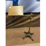 A VICTORIAN CAST IRON, BRASS AND MAHOGANY MUSIC STAND