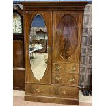 AN EDWARDIAN MAHOGANY SHERATON REVIVAL WARDROBE