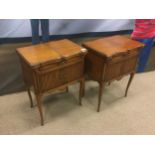 A PAIR OF LOUIS XVI STYLE OAK BEDSIDE TABLES