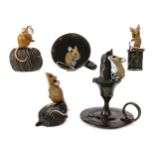 FIVE BRONZED RESIN MICE BY MICHAEL SIMPSON