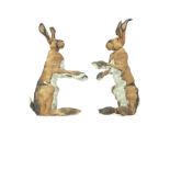 TWO HARES, A PAIR OF CERAMIC SCULPTURES BY ELAINE PETO