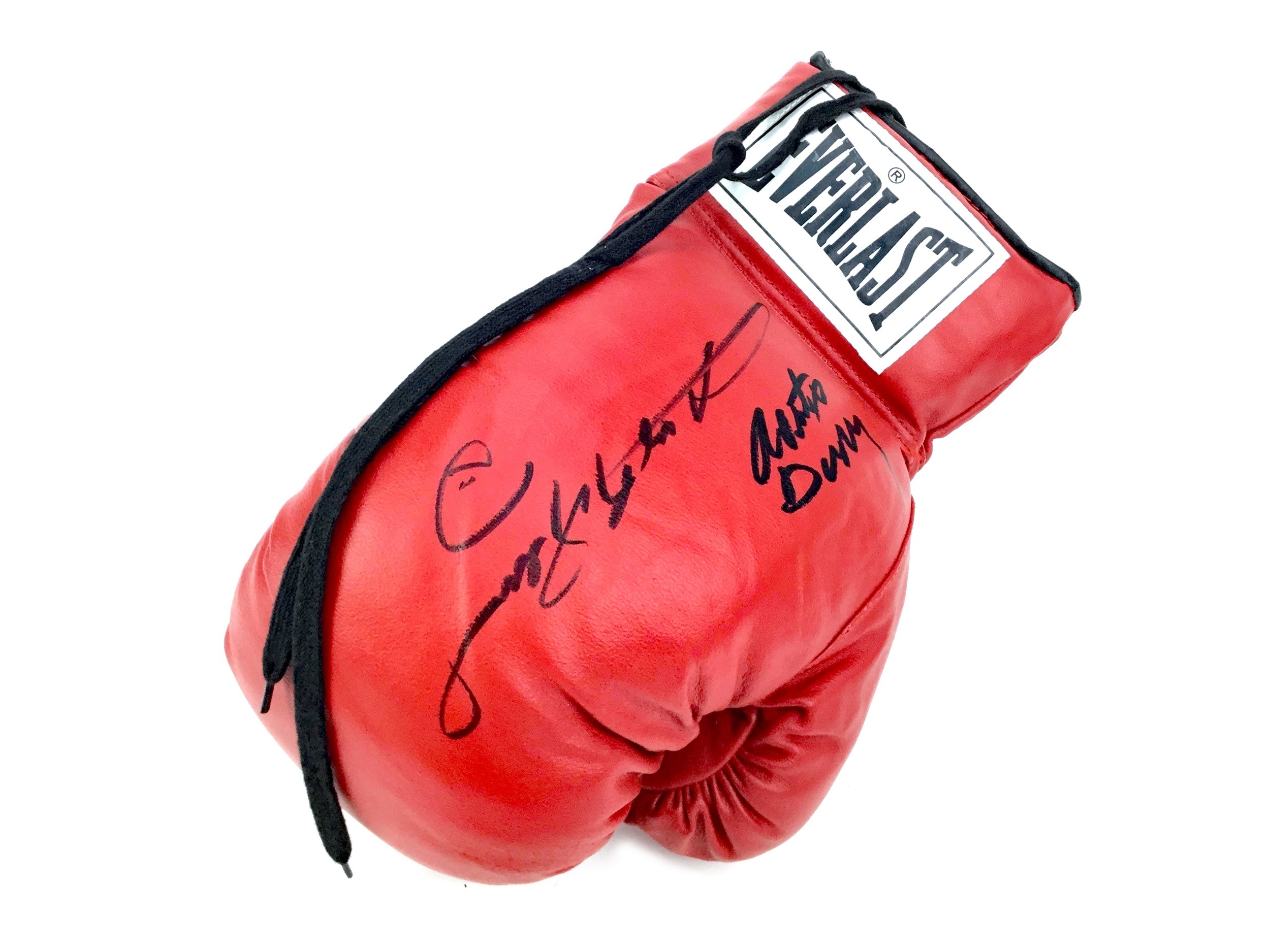 AN EVERLAST BOXING GLOVE SIGNED BY ROBERTO DURAN AND SUGAR RAY LEONARD