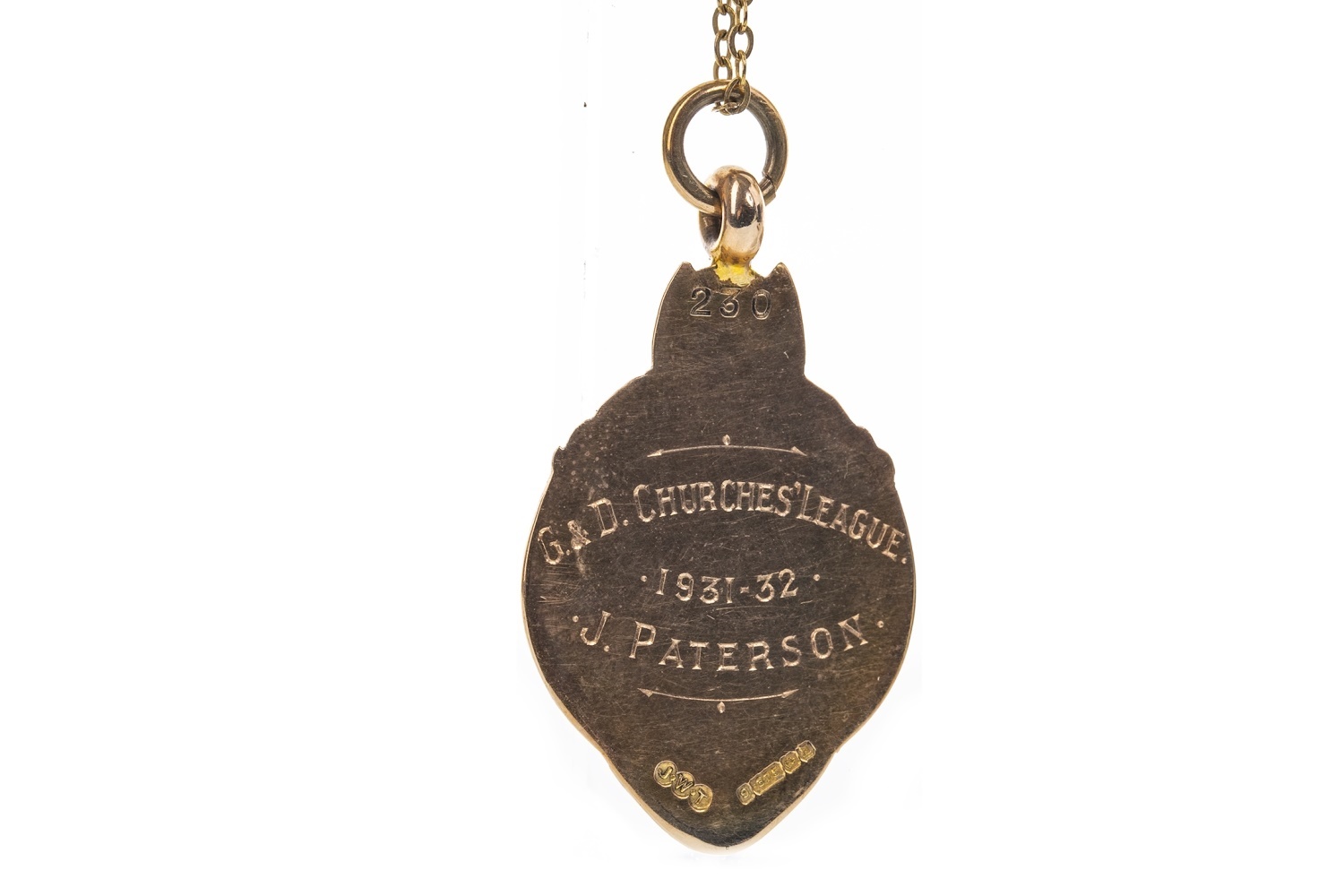 AN EARLY 20TH CENTURY NINE CARAT GOLD FOB MEDAL - Image 2 of 3