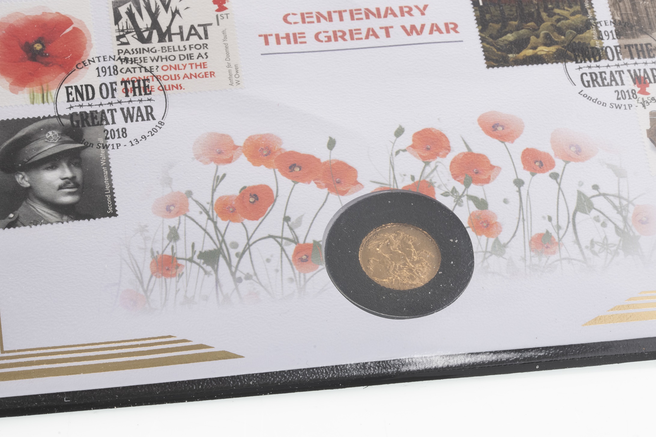 THE 2018 CENTENARY OF WORLD WAR I GOLD SOVEREIGN COIN COVER DATED 1918 - Image 2 of 2