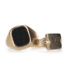 TWO NINE CARAT GOLD SIGNET RINGS