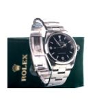 A GENTLEMAN'S ROLEX OYSTER PERPETUAL EXPLORER SUPER PRECISION STAINLESS STEEL AUTOMATIC WRIST WATCH