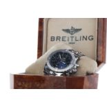 A GENTLEMAN'S BREITLING CHRONOGRAPH RATTRAPANTE STAINLESS STEEL AUTOMATIC WRIST WATCH