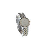 A LADY'S OMEGA DE VILLE BI COLOUR STAINLESS STEEL QUARTZ WRIST WATCH