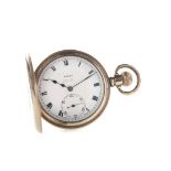 A ROLEX HALF HUNTER GOLD PLATED KEYLESS WIND POCKET WATCH