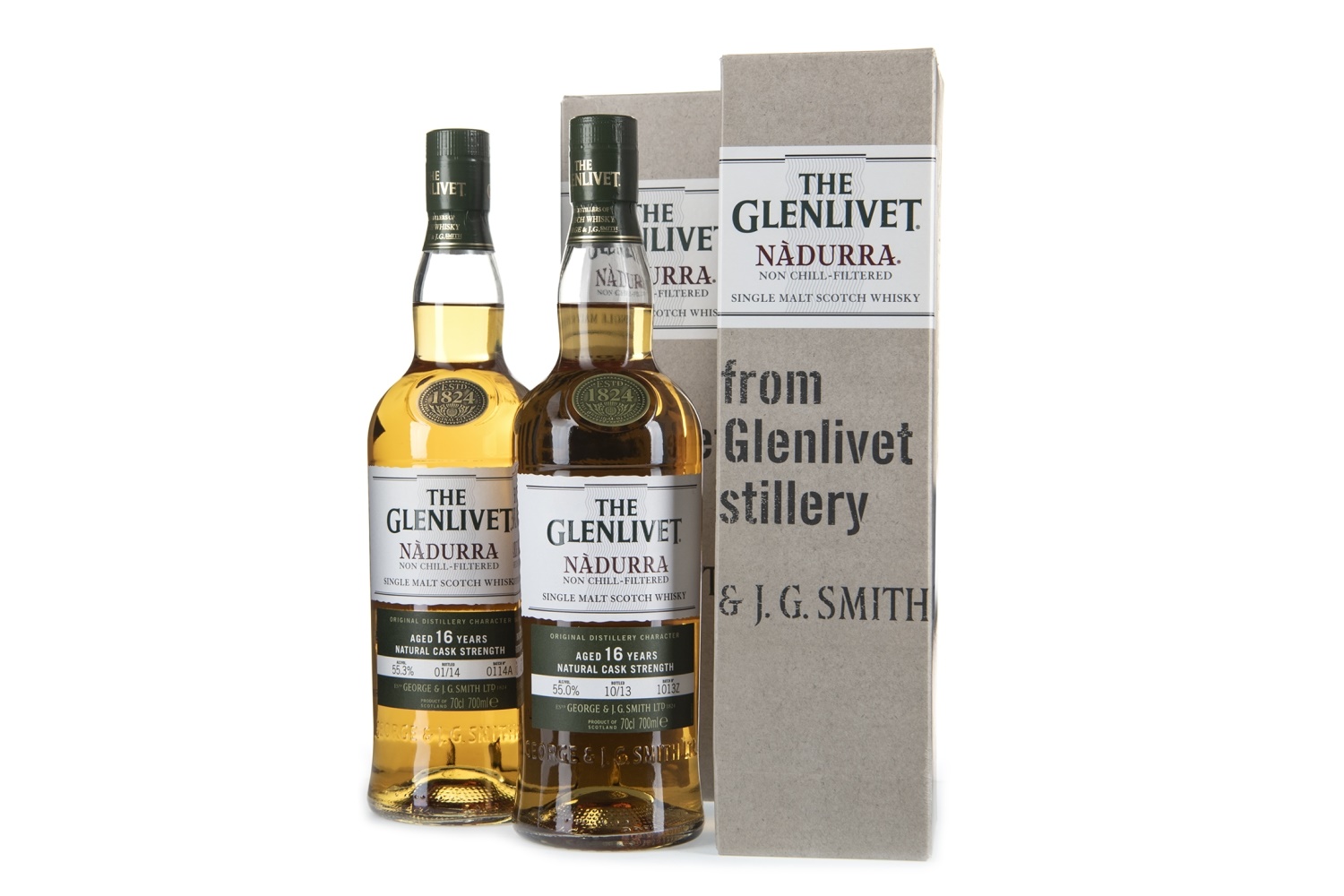 TWO BOTTLES OF GLENLIVET NADURRA AGED 16 YEARS