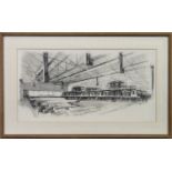 INDUSTRIAL SCENE III, A PENCIL SKETCH BY CLAUDE BUCKLE