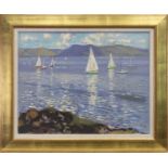 YACHTS ON THE FIRTH OF CLYDE, AN OIL BY ALEXANDER MILLIGAN GALT