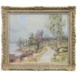BIRCH TREES BY THE SHORE, LOCH LOMOND, AN OIL BY WILLIAM WRIGHT CAMPBELL
