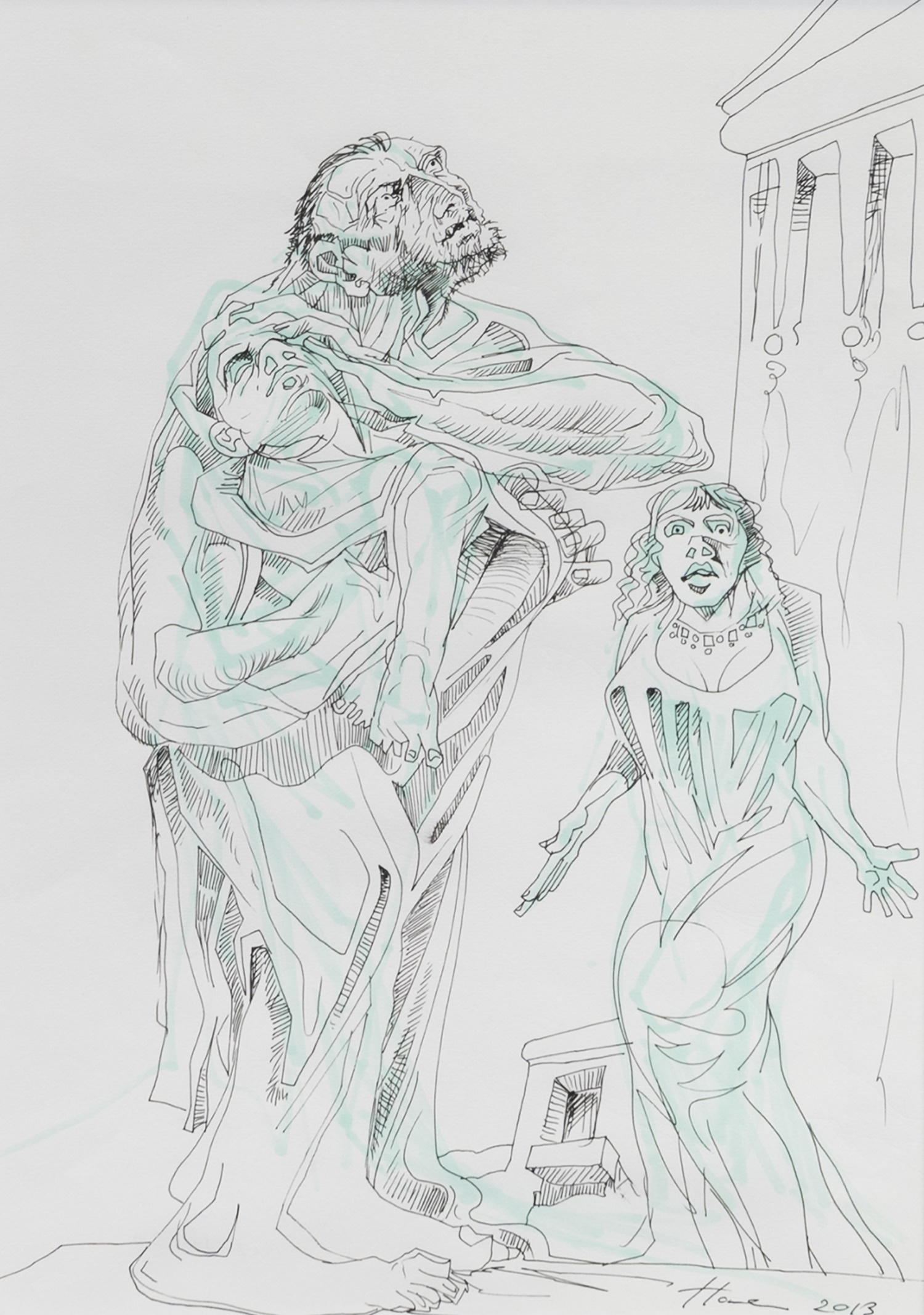 DAVID AND BATHSHEBA, A MIXED MEDIA BY PETER HOWSON - Image 2 of 2