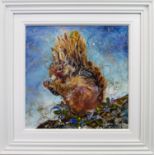 RED SQUIRREL, AN ACRYLIC AND RESIN BY ROZANNE BELL