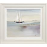 SAILBOATS, AN OIL BY ROSANNE BARR