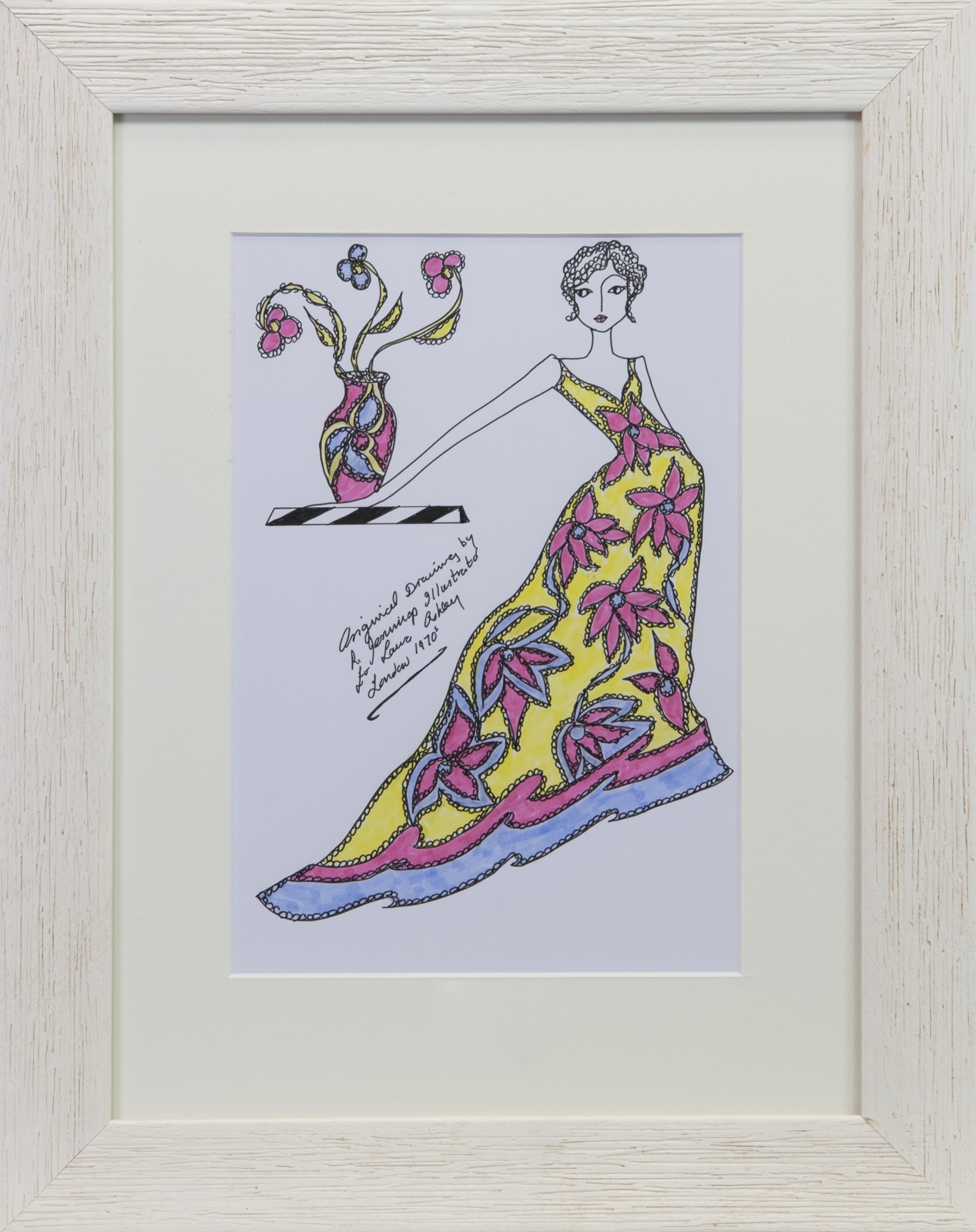 ORIGINAL ILLUSTRATION OF DESIGNS FOR LAURA ASHLEY, BY ROZ JENNINGS