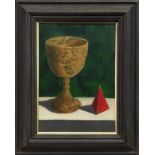 CHALICE AND PYRAMID, AN OIL BY CHRISTOPHER MCELHINNEY