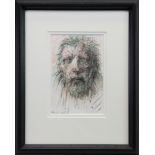 CHRIST HEAD STUDY, A MIXED MEDIA BY PETER HOWSON