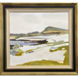 RAISED BEACHES, COLONSAY, AN OIL BY JOHN CUNNINGHAM