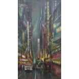 LONDON STREET SCENE AT NIGHT, AN OIL BY HALL GROAT SNR