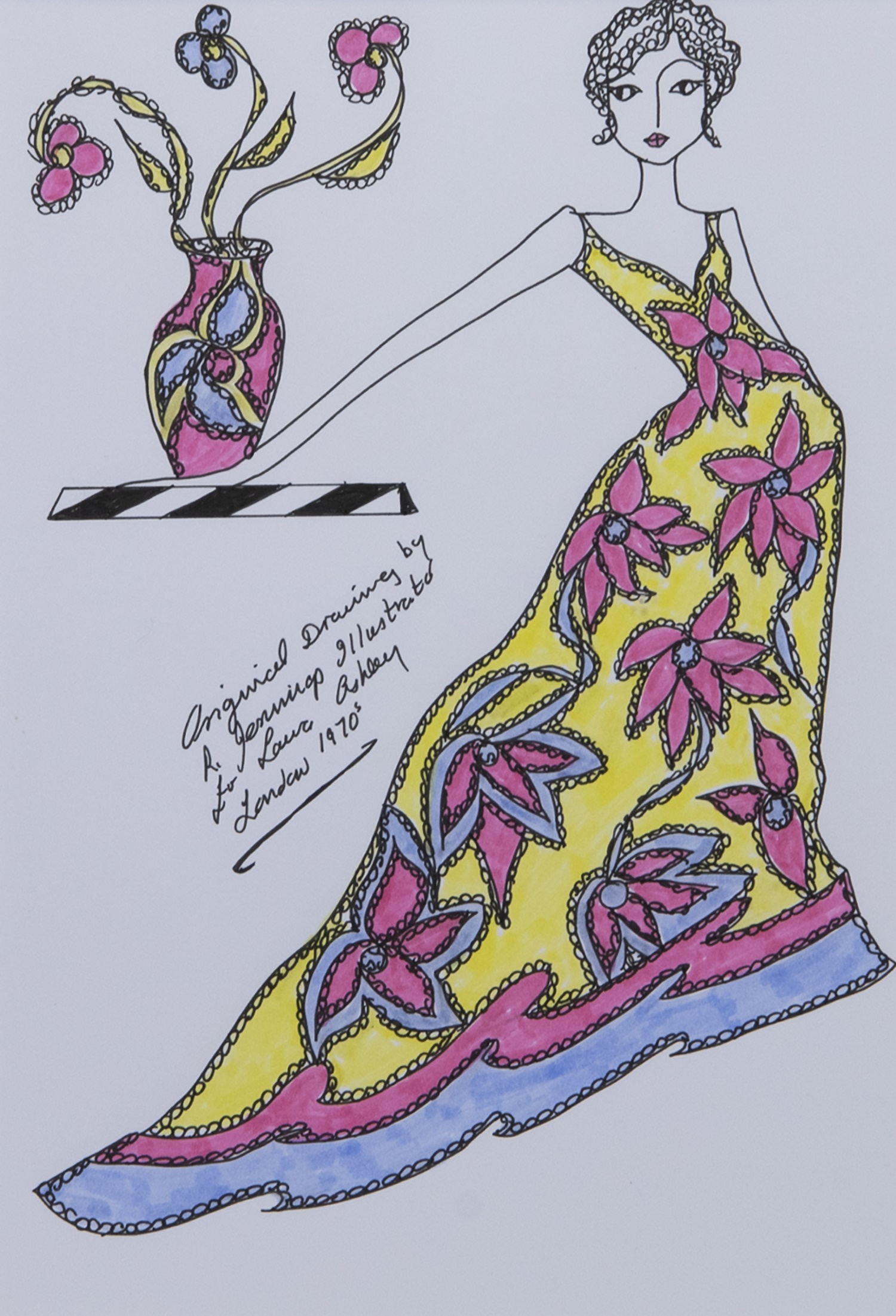 ORIGINAL ILLUSTRATION OF DESIGNS FOR LAURA ASHLEY, BY ROZ JENNINGS - Image 2 of 2