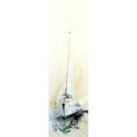 WHITE YACHT I, A MIXED MEDIA BY SARAH CARRINGTON