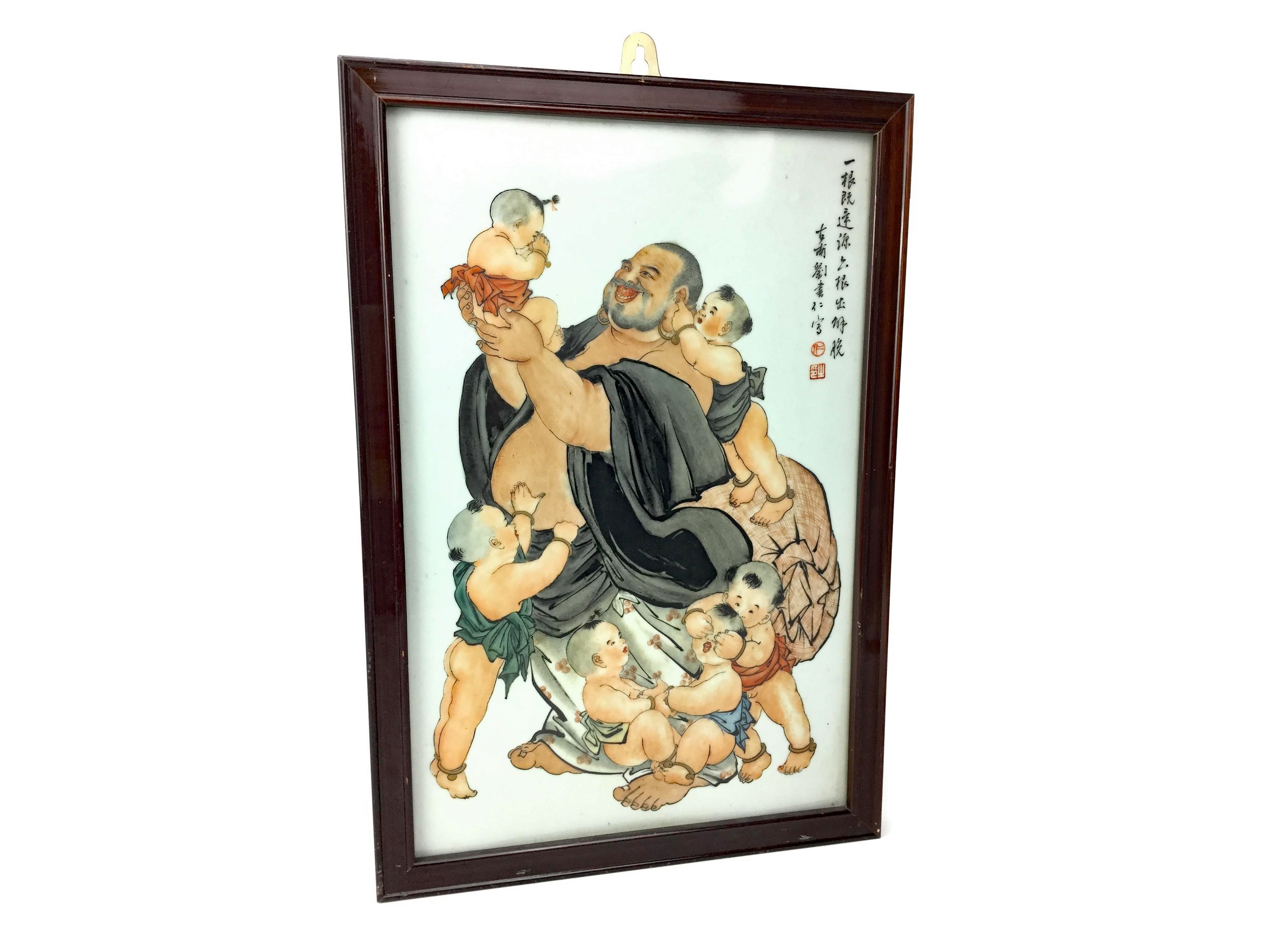 A 20TH CENTURY CHINESE CERAMIC PAINTED PANEL