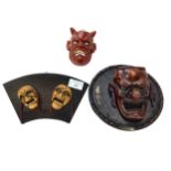 A TWO MEIJI PERIOD MASKS OF NOH AND ANOTHER MASK