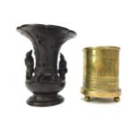 AN EARLY 20TH CENTURY CHINESE BRONZE VASE AND A CENSER