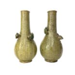 A PAIR OF CHINESE 'BASKET WEAVE' BALUSTER VASES