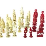 A COLLECTION OF LATE 19TH AND EARLY 20TH CENTURY CHINESE IVORY CHESS PIECES