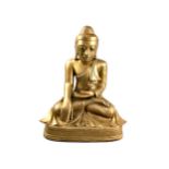 A 19TH CENTURY GILT PAINTED BRONZE BUDDHA