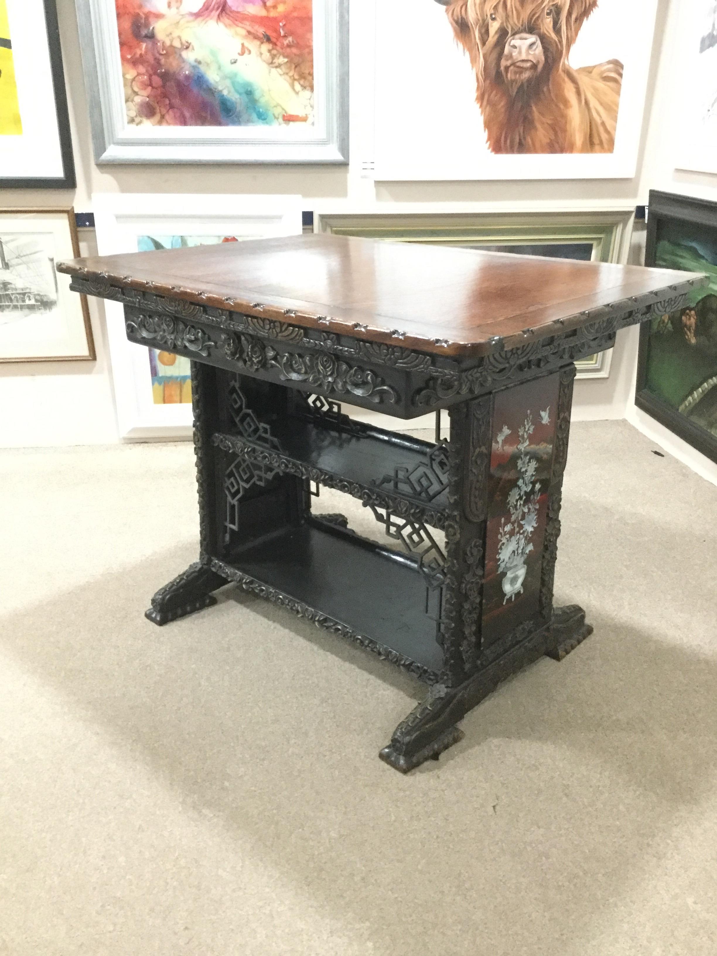 AN EARLY 20TH CENTURY CHINESE RECTANGULAR DINING TABLE - Image 2 of 2