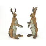 TWO HARES, A PAIR OF CERAMIC SCULPTURES BY ELAINE PETO